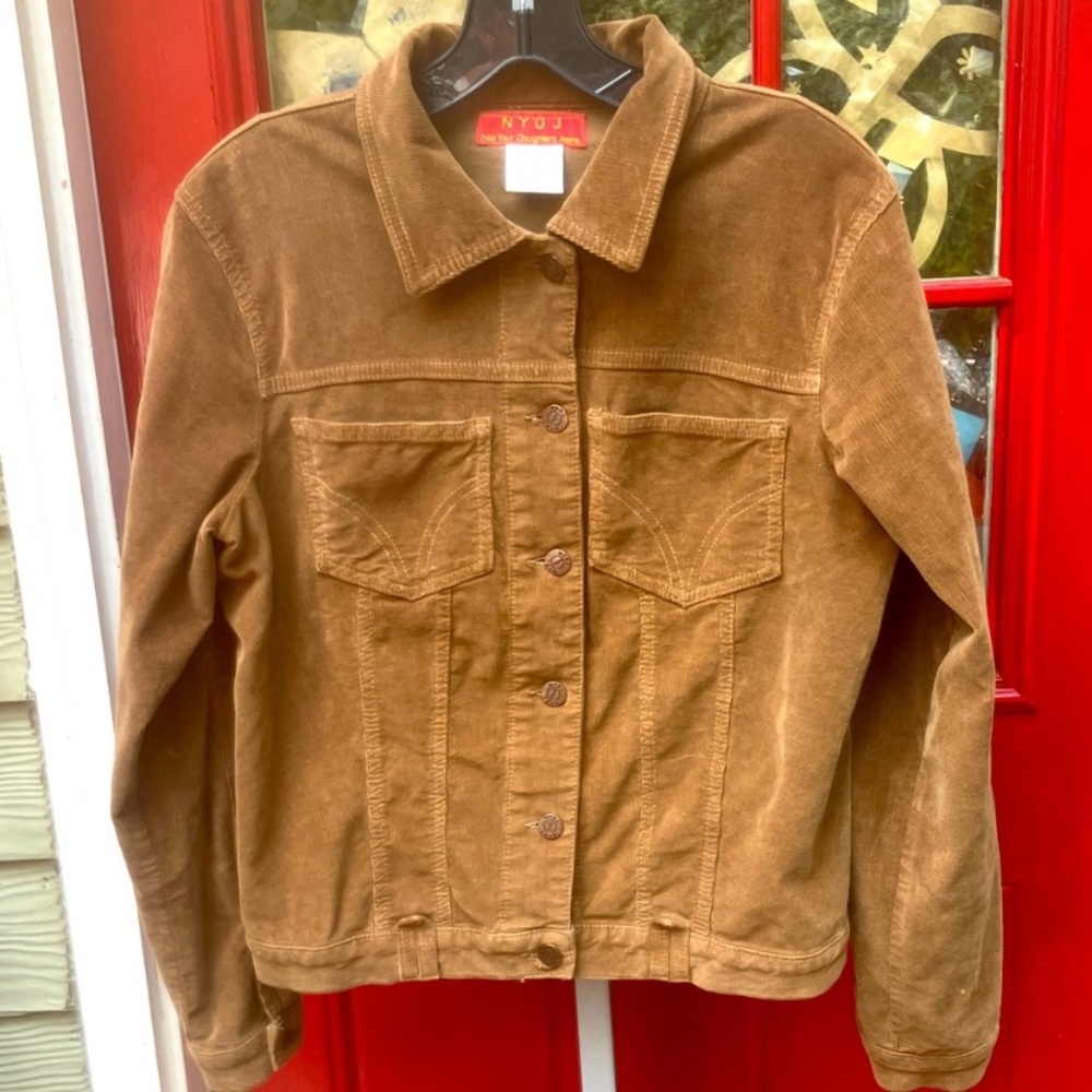 NYDJ Not Your Daughter’s Jeans Brown Tan Corduroy Jacket Size Small Pockets